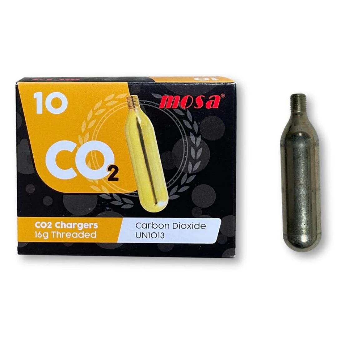 10x Mosa CO2 16gr gas chargers (Threaded) - Image 2