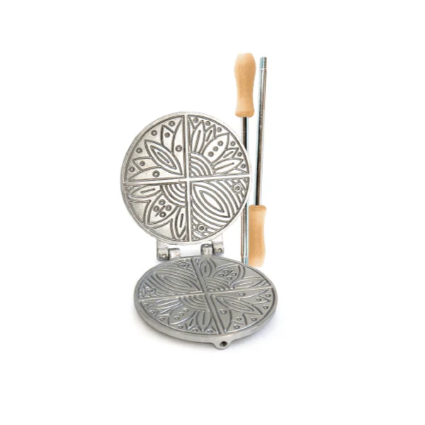 CBE Gas Waffle Pizzelle Maker Round 4 Flowers - Image 3