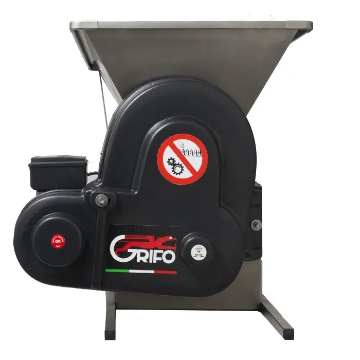 Crusher Destemmer S/S Electric 1hp - 80kg Feeder Auger Hopper Nylon Rollers - Grifo - Image 3