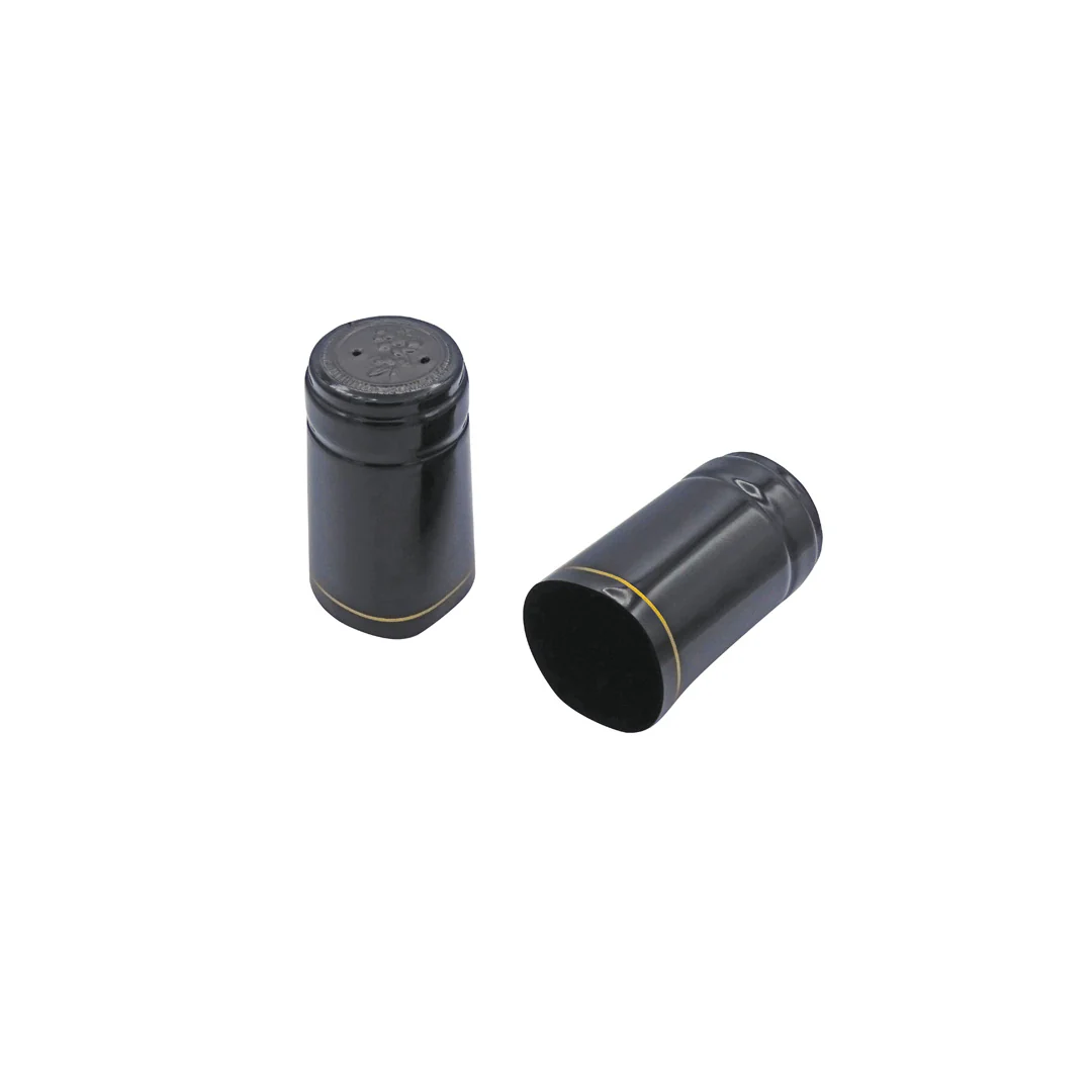 Heat Shrink Capsule Black with Gold Stripe 30x60mm (100 Pack)