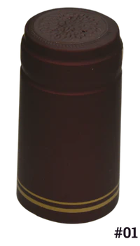 Heat Shrink Capsule Burgundy with Gold Stripe 31 x 55 mm, 100 Pack