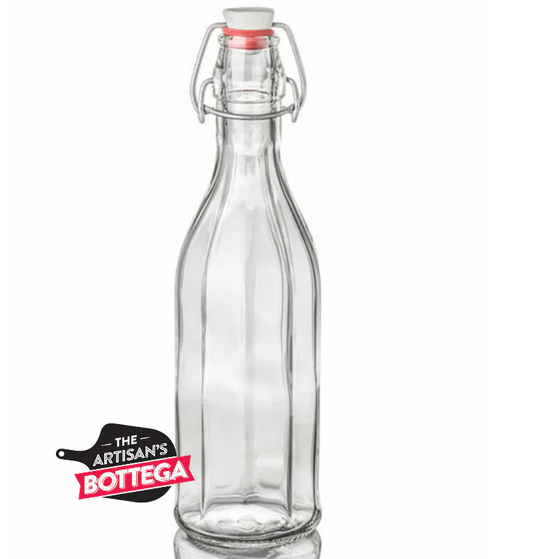 Italian Glass Water Bottle 1L with hermetic flip top seal - Image 2