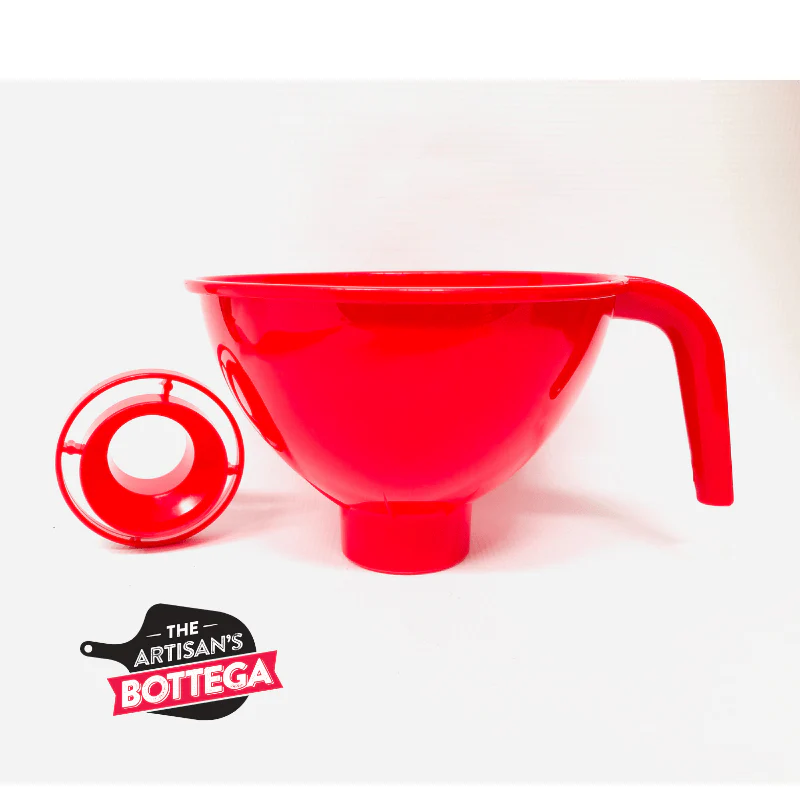 Italian Red Plastic Jar Funnel with Handle - 1 reducer - Image 2