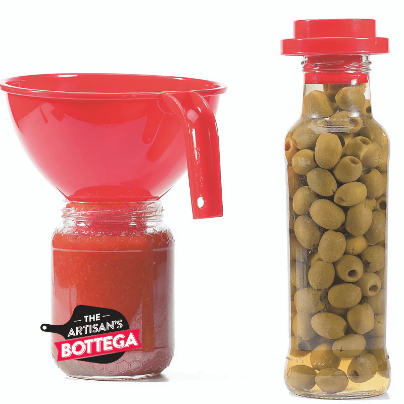 Italian Red Plastic Jar Funnel with Handle - 1 reducer - Image 4