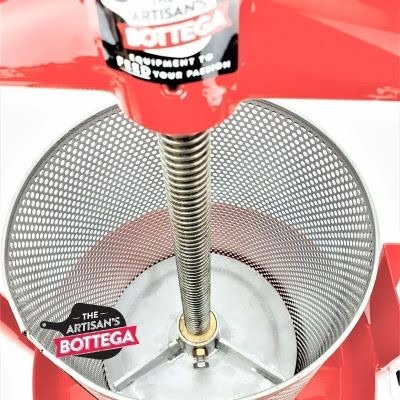 Press T-BAR Manual Fruit Press #20 BE Red Frame with S/S Rolled Basket - Baesso - Image 3