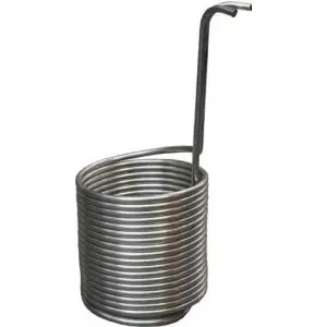 S/S Immersion Chiller Tube 12mm x 14mt Lower into Boiler to Chill Wort. 19mm BSP Outlets f/m
