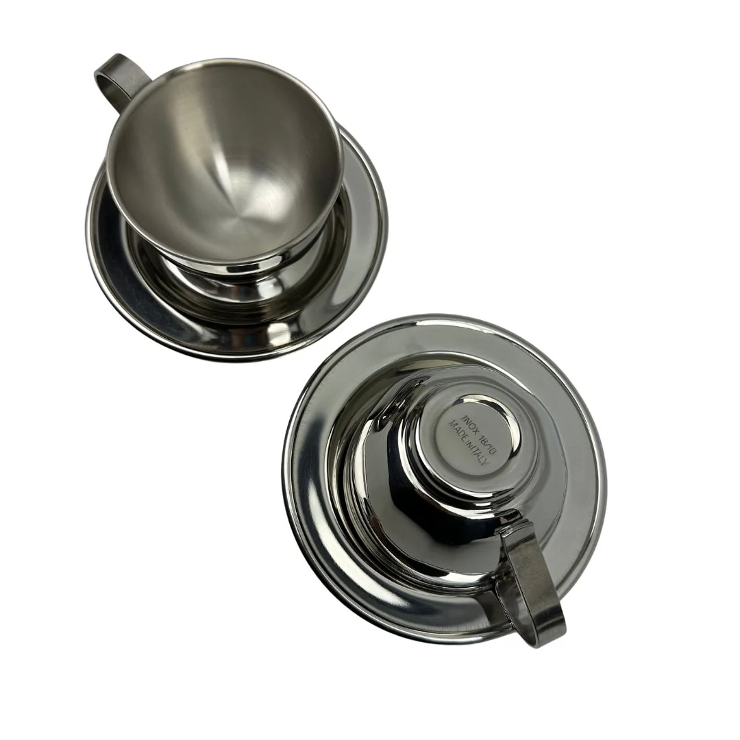 Stainless Steel Coffee Cup and Saucer - Image 4
